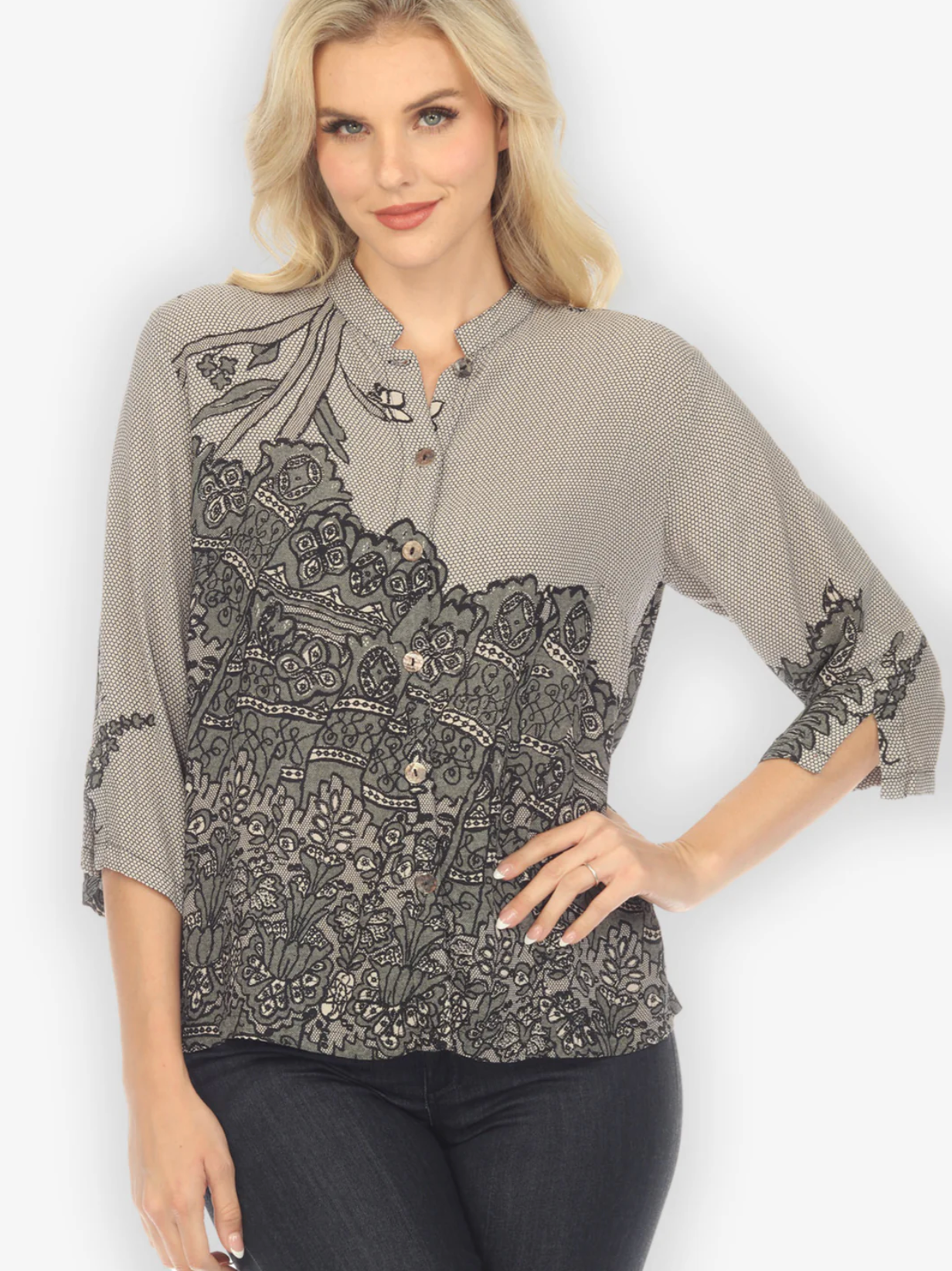 Citron "Lacy Gray" Classic Blouse - 1213LG