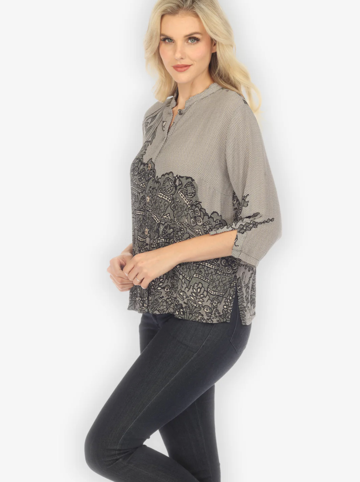 Citron "Lacy Gray" Classic Blouse - 1213LG