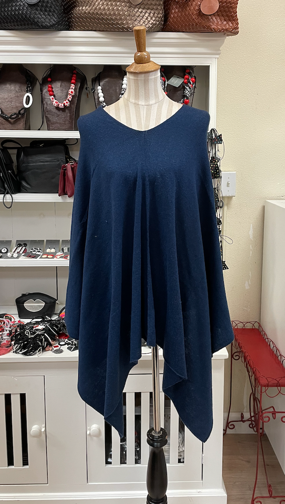 Dolma Cashmere Poncho - NAVY