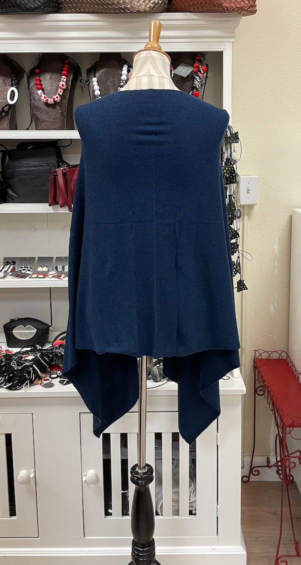 Dolma Cashmere Poncho - NAVY
