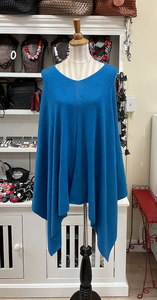 Dolma Cashmere Poncho - AZURE BLUE