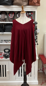 Dolma Cashmere Poncho - BURGUNDY