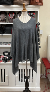 Dolma Cashmere Poncho - CHARCOAL GREY