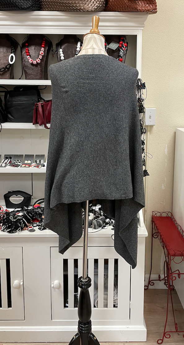 Dolma Cashmere Poncho - CHARCOAL GREY