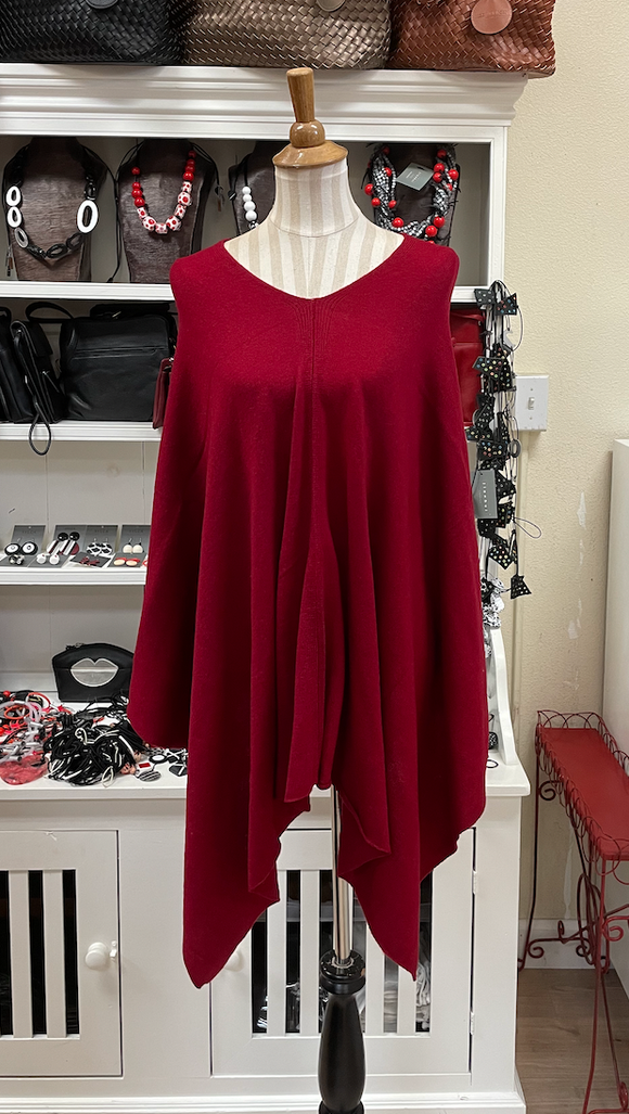 Dolma Cashmere Poncho - CHERRY