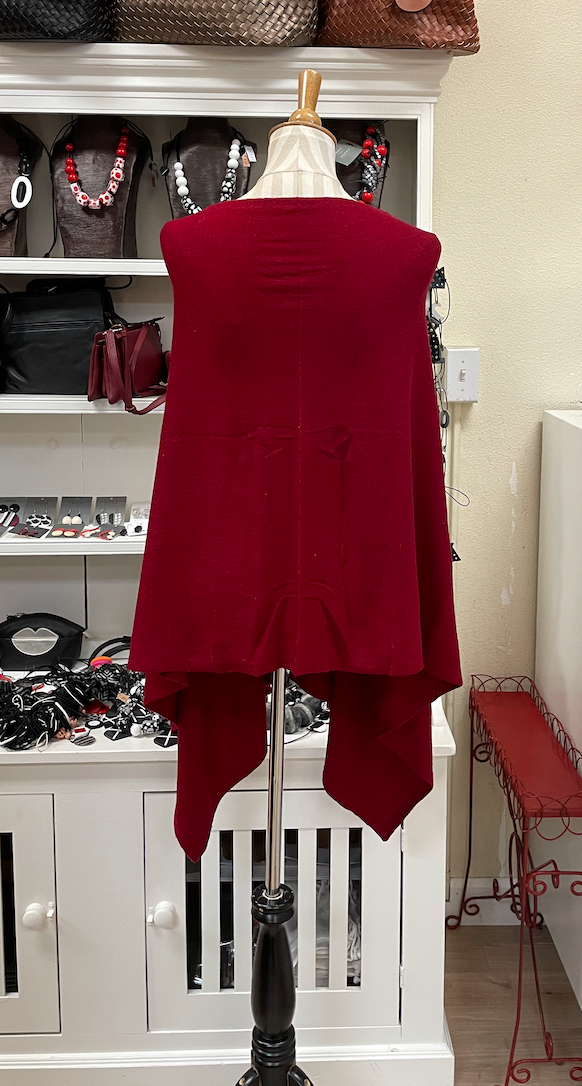 Dolma Cashmere Poncho - CHERRY