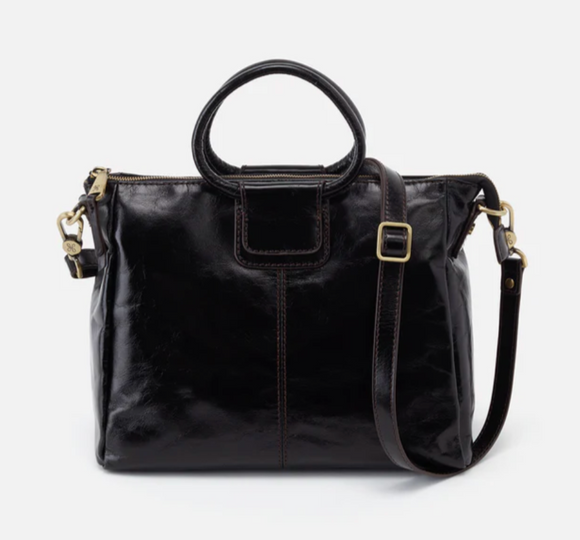 HOBO - Sheila Medium Satchel -  BLACK IN POLISHED LEATHER