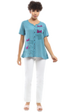 Parsley & Sage ZELDA S/S TOP - 25S481B - TURQUOISE