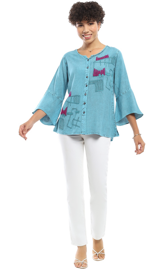 Parsley & Sage ZELDA TOP - 25S481C - BLUE