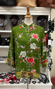 Citron "Floral With Bird" Silk Blouse - 1213FWB