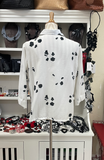 Fridaze AA02 - Sailor Linen Jacket - BLACK PETALS ON WHITE
