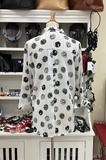 Fridaze AA192 - Eleanor Linen Blouse - BLACK OCTAGONS ON WHITE