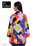 Ali Miles Printed Woven Button Front Tunic - A15209BM - ABSMLT