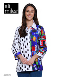 Ali Miles Printed Woven Button Front Tunic - A15217BM - CITYPRT