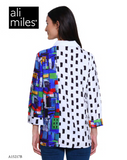 Ali Miles Printed Woven Button Front Tunic - A15217BM - CITYPRT