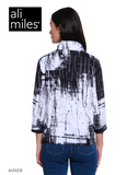 Ali Miles Woven Printed Zip-Up Jacket - A15223JM - BLKWHT