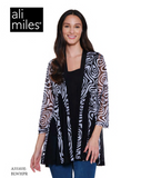 Ali Miles Printed Mesh Open Front Kimono - A55103JM - BLWHPR