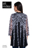 Ali Miles Printed Mesh Open Front Kimono - A55103JM - BLWHPR