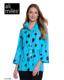 Ali Miles Printed Woven Crinkle Button Tunic - A55104BM - TIFBL