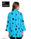 Ali Miles Printed Woven Crinkle Button Tunic - A55104BM - TIFBL