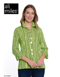 Ali Miles Printed Woven Crinkle Button Tunic - A55106BM - SFLIME