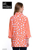 Ali Miles Printed Woven Button Front Tunic - A55107BM - CORAL