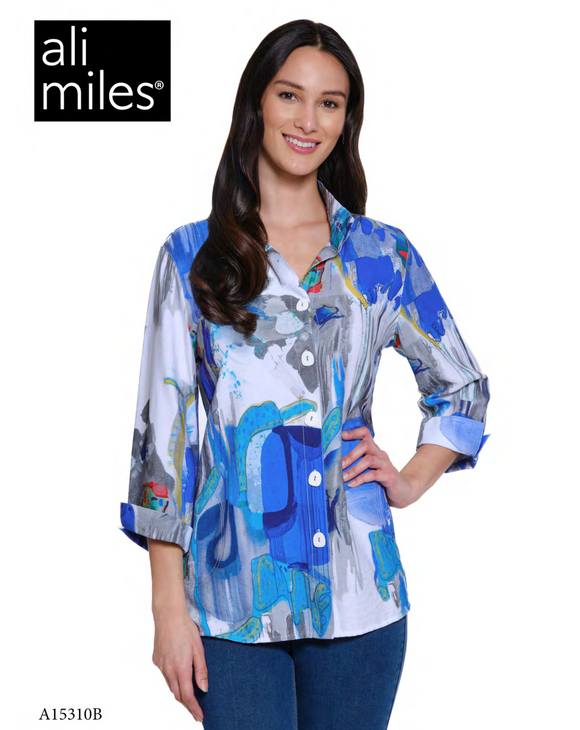 Ali Miles Woven Button Front Tunic - A15310BM - ABSMLT