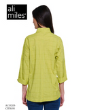 Ali Miles Woven Textured Button Front Tunic - A15321BM - CITRON