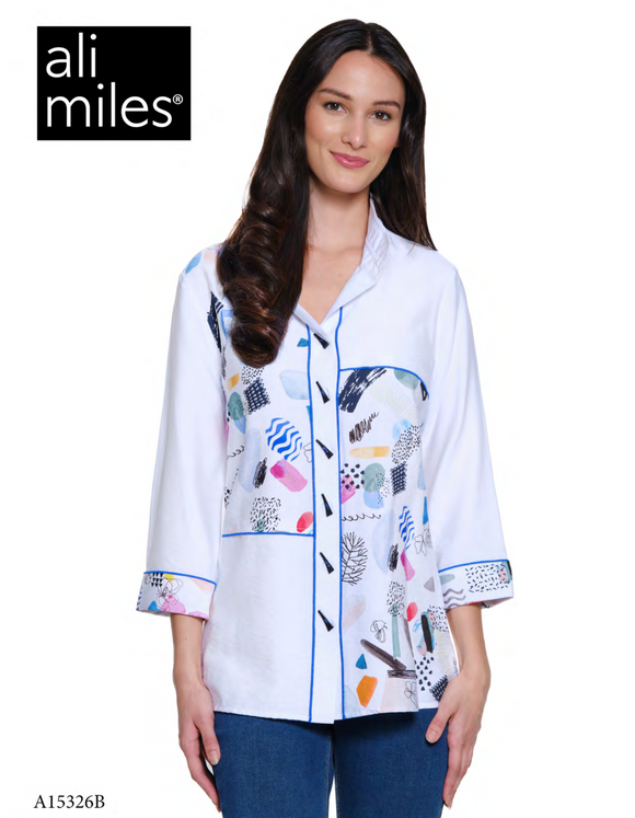 Ali Miles Woven Button Front Tunic - A15326BM - ABSMLT