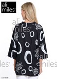 Ali Miles Woven Button Front Tunic - A25403BM - BLKWHT