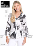 Ali Miles Woven Button Front Tunic - A25417BM - BLWHPR