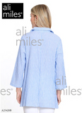 Ali Miles Woven Yarn Dye Button Front Tunic - A25420BM - WHTBLU