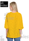 Ali Miles Woven Clipped Jacquard Pop-Over Tunic - A25422TM - YELLOW