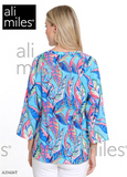 Ali Miles Printed Woven Pop-Over Blouse - A25426TM - LEAFML