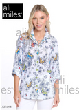 Ali Miles Printed Woven Burnout Button Front Tunic - A25429BM - MULTI