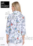 Ali Miles Printed Woven Burnout Button Front Tunic - A25429BM - MULTI