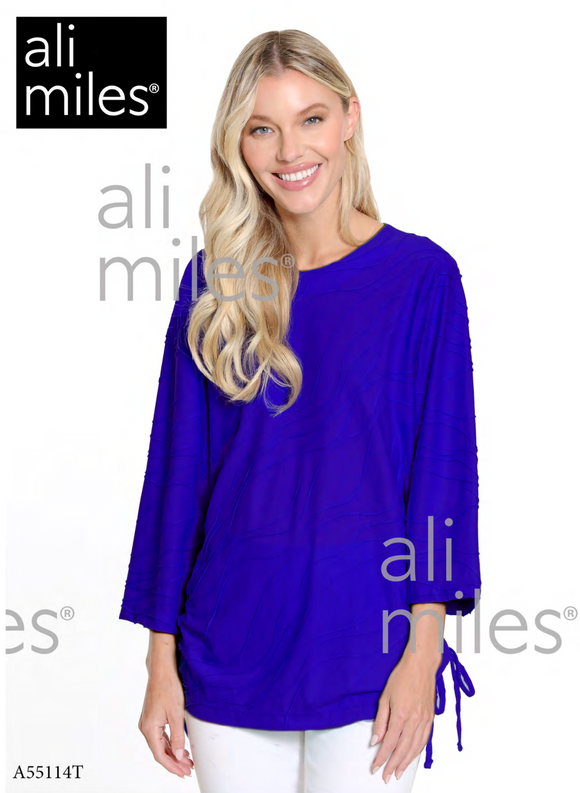 Ali Miles Knit Textured Pop-Over Tunic - A55114TM - FRBLUE