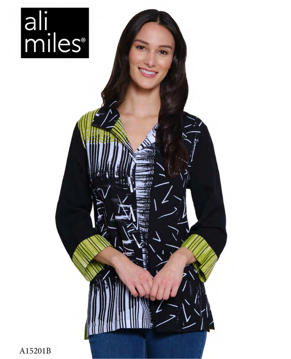 Ali Miles Woven Button Front Tunic - A15201BM - BKCTNPT