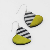 SYLCA Anastasia Lime and Black Heart Shaped Dangle Earrings