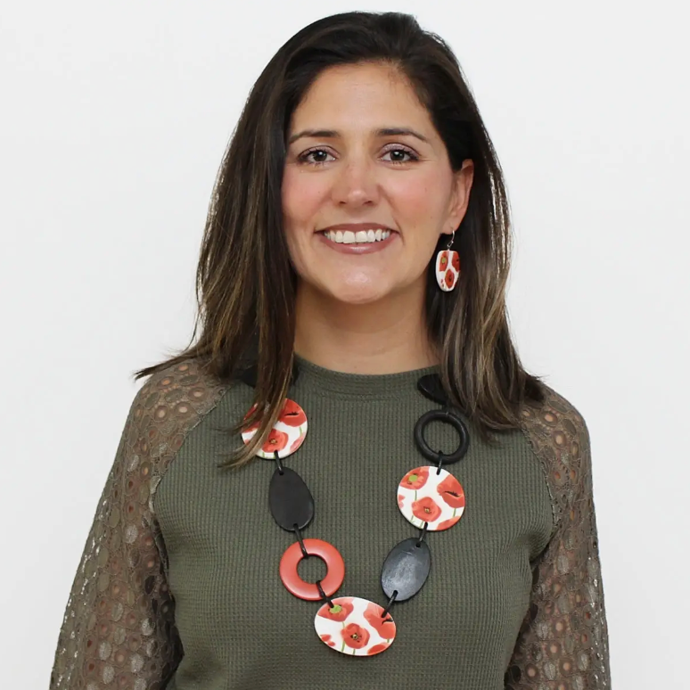 SYLCA Artful Poppies Gracie Necklace, Artfully Painted Statement