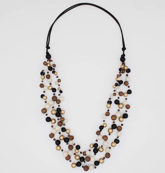 SYLCA Black and Gold Carmella Multi Strand Necklace