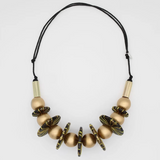 SYLCA Black and Gold Luxe Statement Bib Necklace