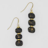 SYLCA Black and Gold Speckle Dangle Earrings