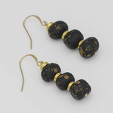 SYLCA Black and Gold Speckle Dangle Earrings