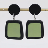 SYLCA Black and Lime Stori Dangle Statement Earrings