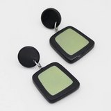 SYLCA Black and Lime Stori Dangle Statement Earrings