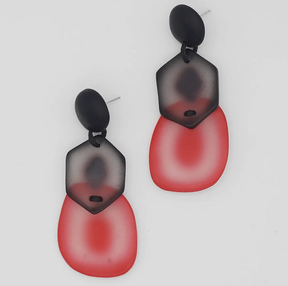 SYLCA Black and Red Dramatic Delaney Earrings