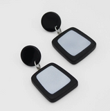 SYLCA Black and Silver Stori Statement Dangle Earrings