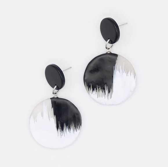 SYLCA Black and White Artista Statement Dangle Earrings