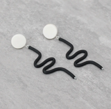 SYLCA Black and White Rubber Tubing Remi Earrings